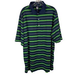 Foot Joy Golf Shirt Polo Striped Short Sleeve Green Blue